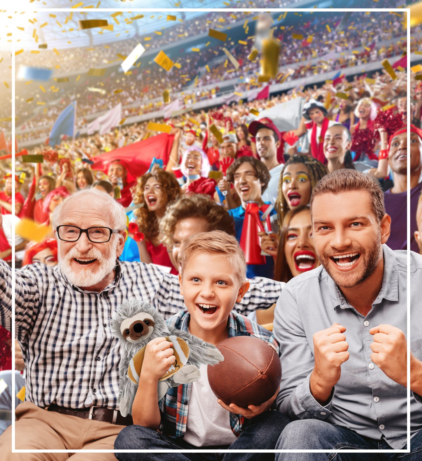 SUPER-SOFT PLUSH - GREY SLOTH 7" WITH FOOTBALL PLUSH