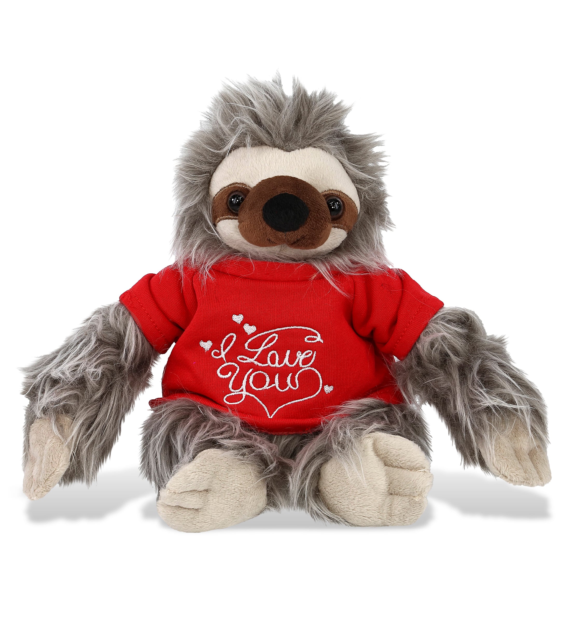 PLUSH I LOVE YOU RED SHIRT- SUPER-SOFT PLUSH - GREY SLOTH 7"