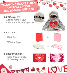 PLUSH I LOVE YOU RED HEART - SUPER-SOFT PLUSH - GREY SLOTH 7"