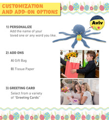 DolliBu Super Soft Cute Blue Octopus with Yellow Easter Egg Plush - 15 Inches