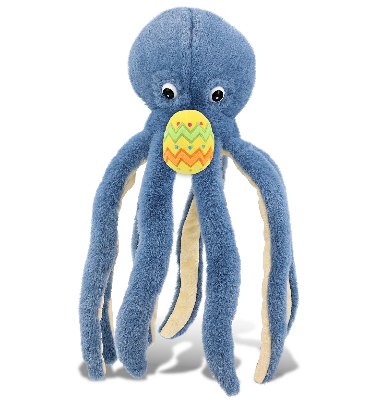 DolliBu Super Soft Cute Blue Octopus with Yellow Easter Egg Plush - 15 Inches