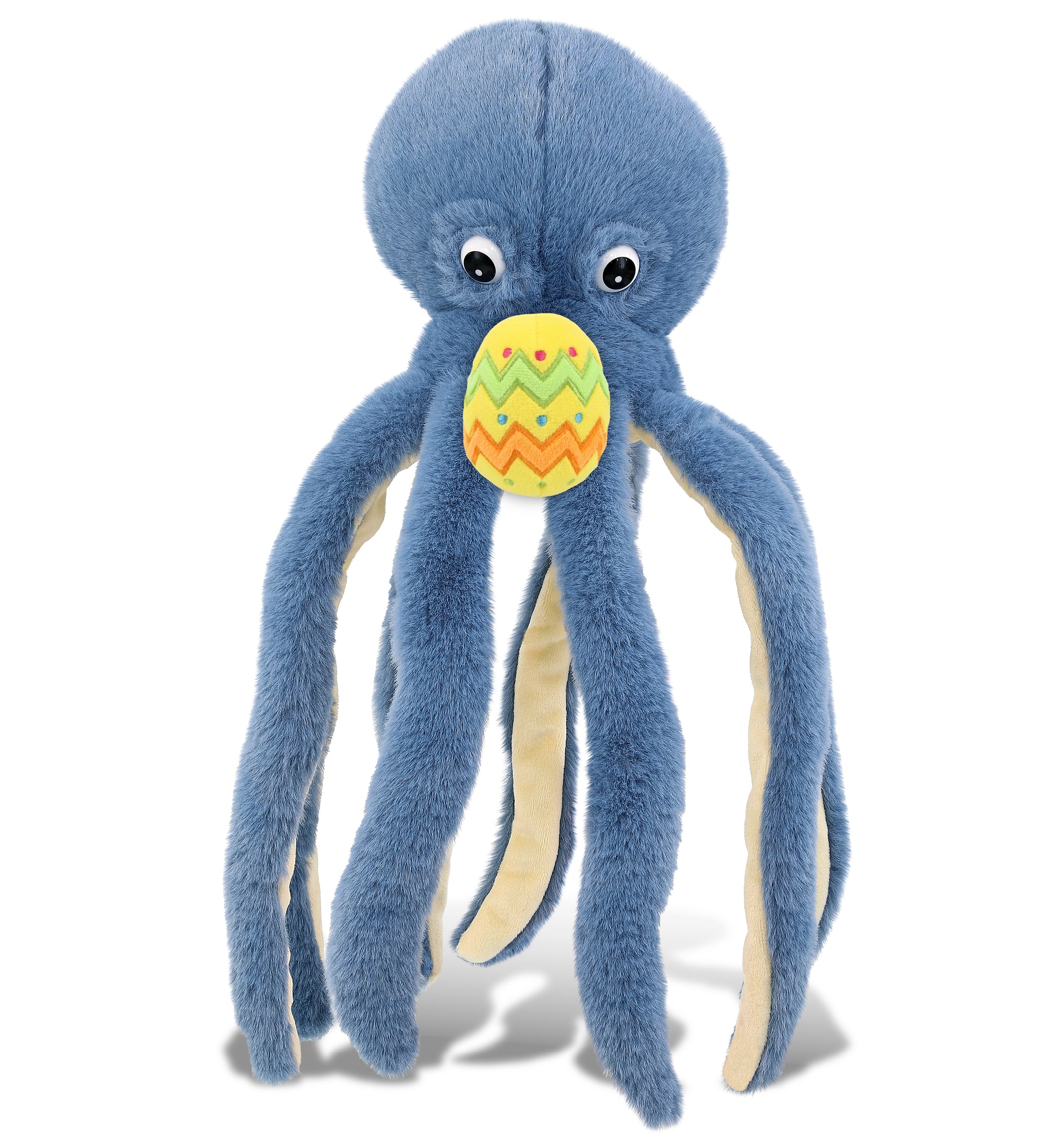 DolliBu Super Soft Cute Blue Octopus with Yellow Easter Egg Plush - 15 Inches