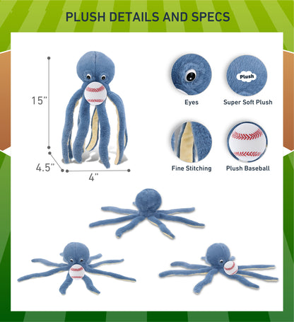 SUPER-SOFT PLUSH - BLUE OCTOPUS 15" WITH BASEBALL PLUSH