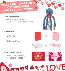 PLUSH I LOVE YOU RED HEART - SUPER-SOFT PLUSH - BLUE OCTOPUS 15"