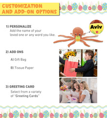 DolliBu Super Soft Orange Octopus with Yellow Easter Egg Plush - 15 Inches