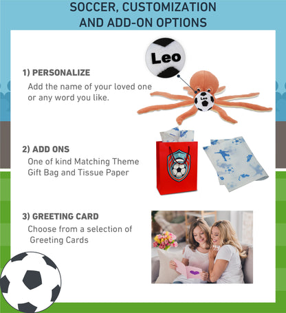 SUPER-SOFT PLUSH - ORANGE OCTOPUS 15" WITH SOCCER PLUSH
