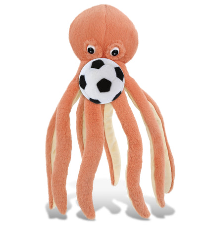 SUPER-SOFT PLUSH - ORANGE OCTOPUS 15" WITH SOCCER PLUSH