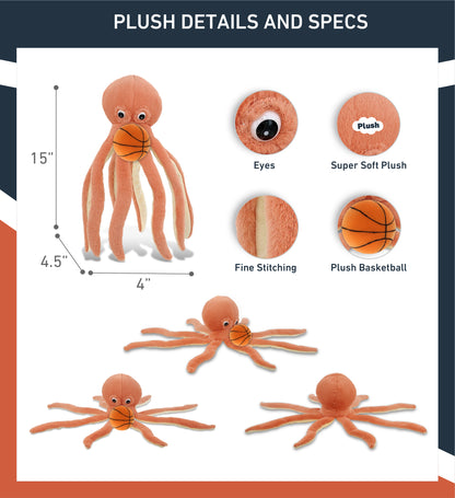 SUPER-SOFT PLUSH - ORANGE OCTOPUS 15" WITH BASKETBALL PLUSH