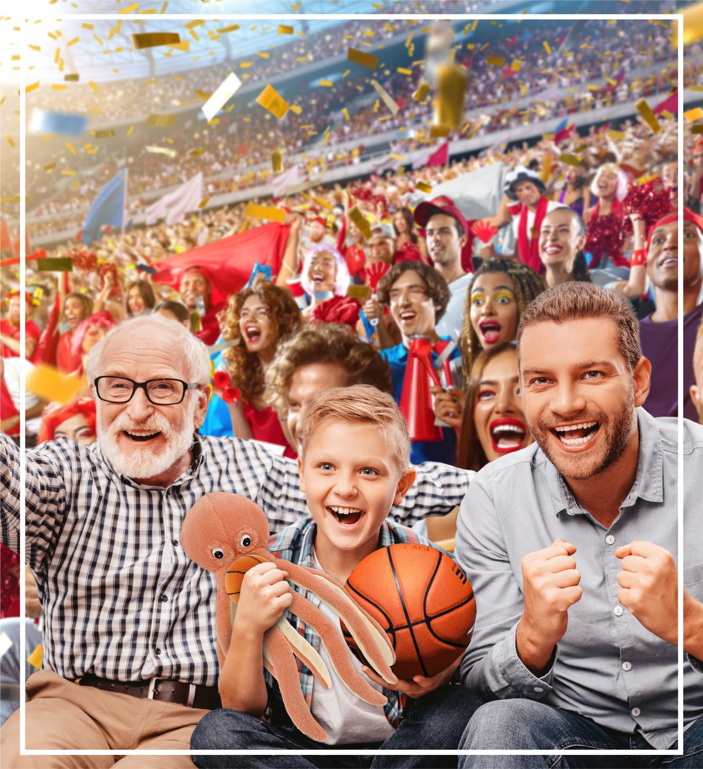 SUPER-SOFT PLUSH - ORANGE OCTOPUS 15" WITH BASKETBALL PLUSH