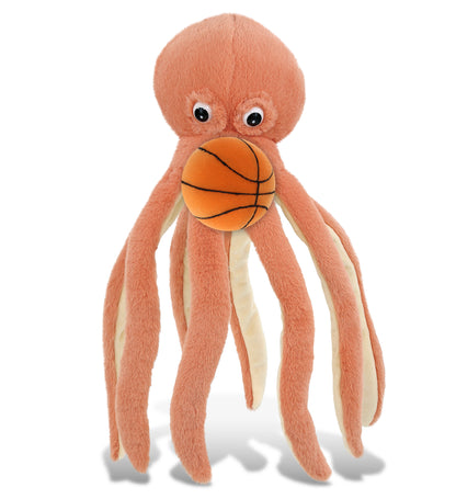 SUPER-SOFT PLUSH - ORANGE OCTOPUS 15" WITH BASKETBALL PLUSH