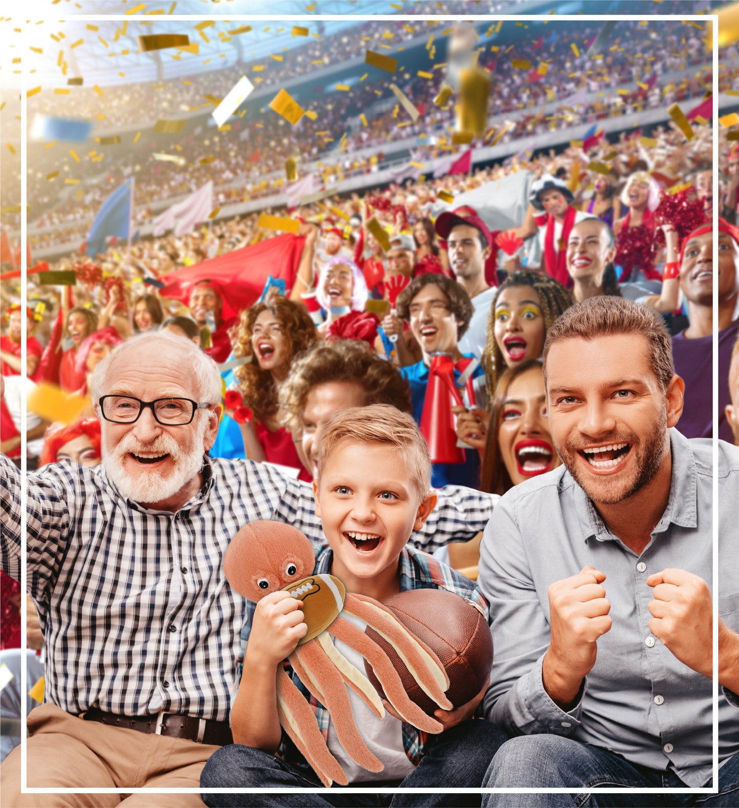 SUPER-SOFT PLUSH - ORANGE OCTOPUS 15" WITH FOOTBALL PLUSH