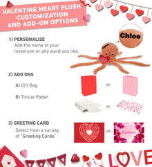 PLUSH I LOVE YOU RED HEART - SUPER-SOFT PLUSH - ORANGE OCTOPUS 15"