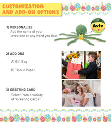 DolliBu Super Soft Cute Green Octopus with Yellow Easter Egg Plush - 15 Inches