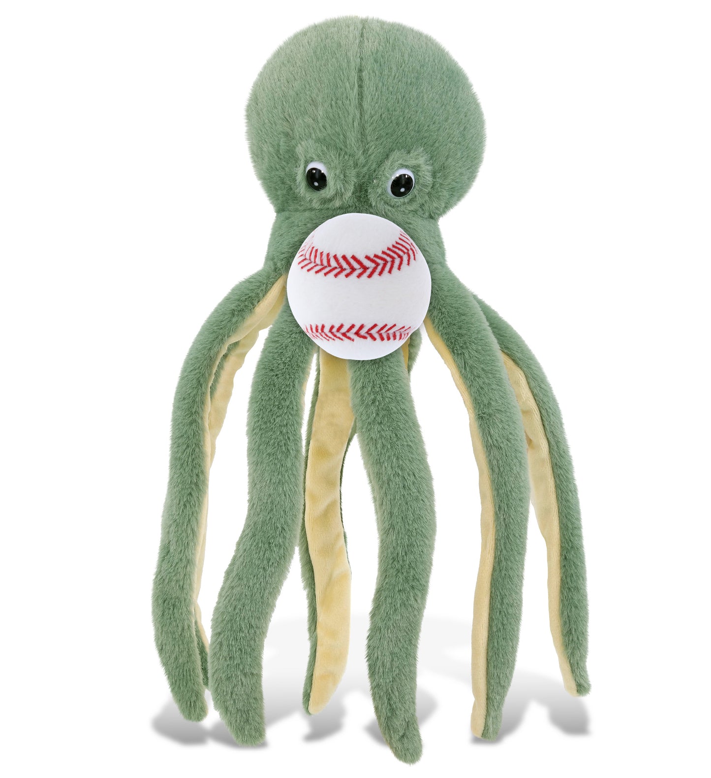 SUPER-SOFT PLUSH - GREEN OCTOPUS 15" WITH BASEBALL PLUSH