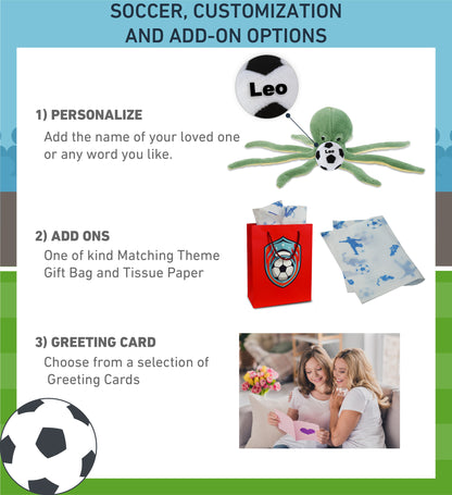 SUPER-SOFT PLUSH - GREEN OCTOPUS 15" WITH SOCCER PLUSH