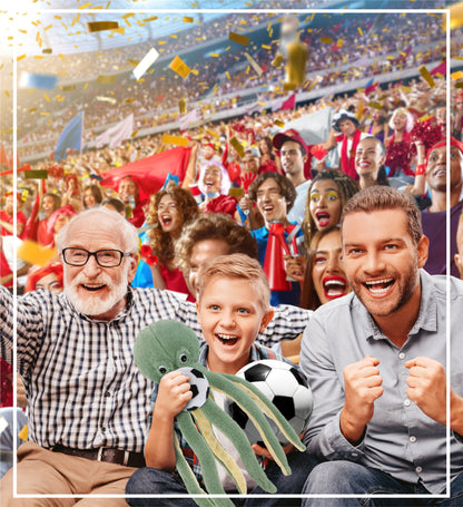 SUPER-SOFT PLUSH - GREEN OCTOPUS 15" WITH SOCCER PLUSH