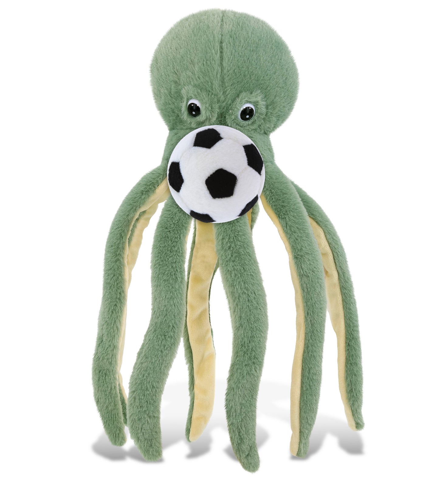 SUPER-SOFT PLUSH - GREEN OCTOPUS 15" WITH SOCCER PLUSH