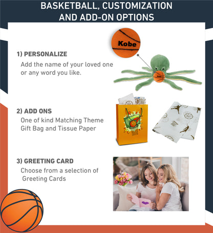 SUPER-SOFT PLUSH - GREEN OCTOPUS 15" WITH BASKETBALL PLUSH