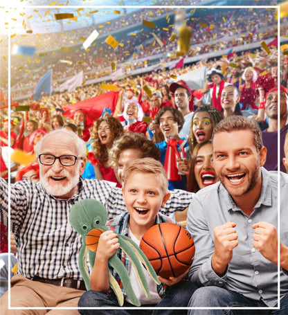 SUPER-SOFT PLUSH - GREEN OCTOPUS 15" WITH BASKETBALL PLUSH