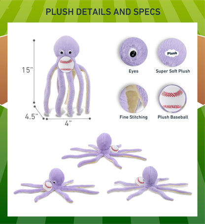 SUPER-SOFT PLUSH - PURPLE OCTOPUS 15" WITH BASEBALL PLUSH