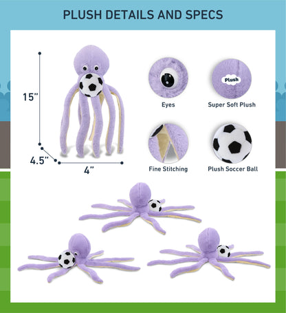 SUPER-SOFT PLUSH - PURPLE OCTOPUS 15" WITH SOCCER PLUSH