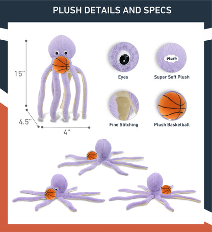 SUPER-SOFT PLUSH - PURPLE OCTOPUS 15" WITH BASKETBALL PLUSH