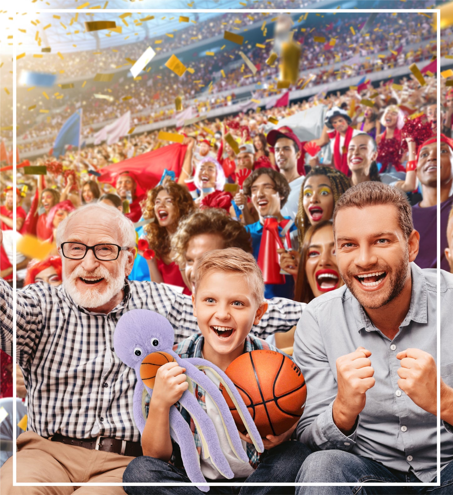 SUPER-SOFT PLUSH - PURPLE OCTOPUS 15" WITH BASKETBALL PLUSH