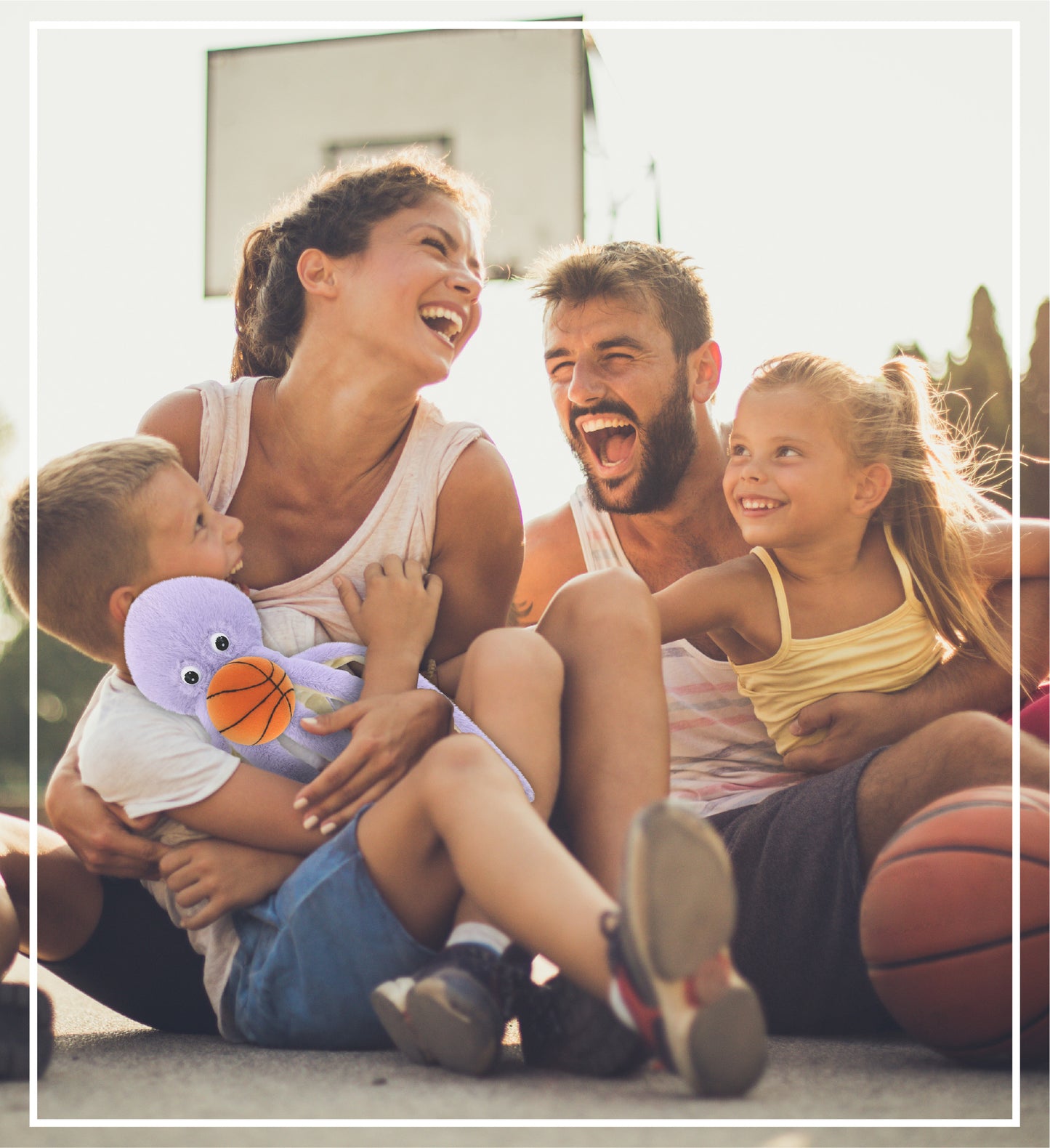 SUPER-SOFT PLUSH - PURPLE OCTOPUS 15" WITH BASKETBALL PLUSH