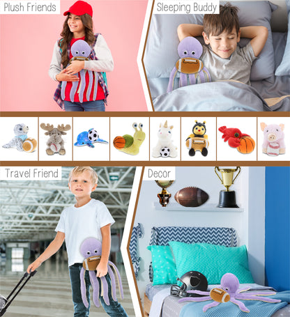 SUPER-SOFT PLUSH - PURPLE OCTOPUS 15" WITH FOOTBALL PLUSH