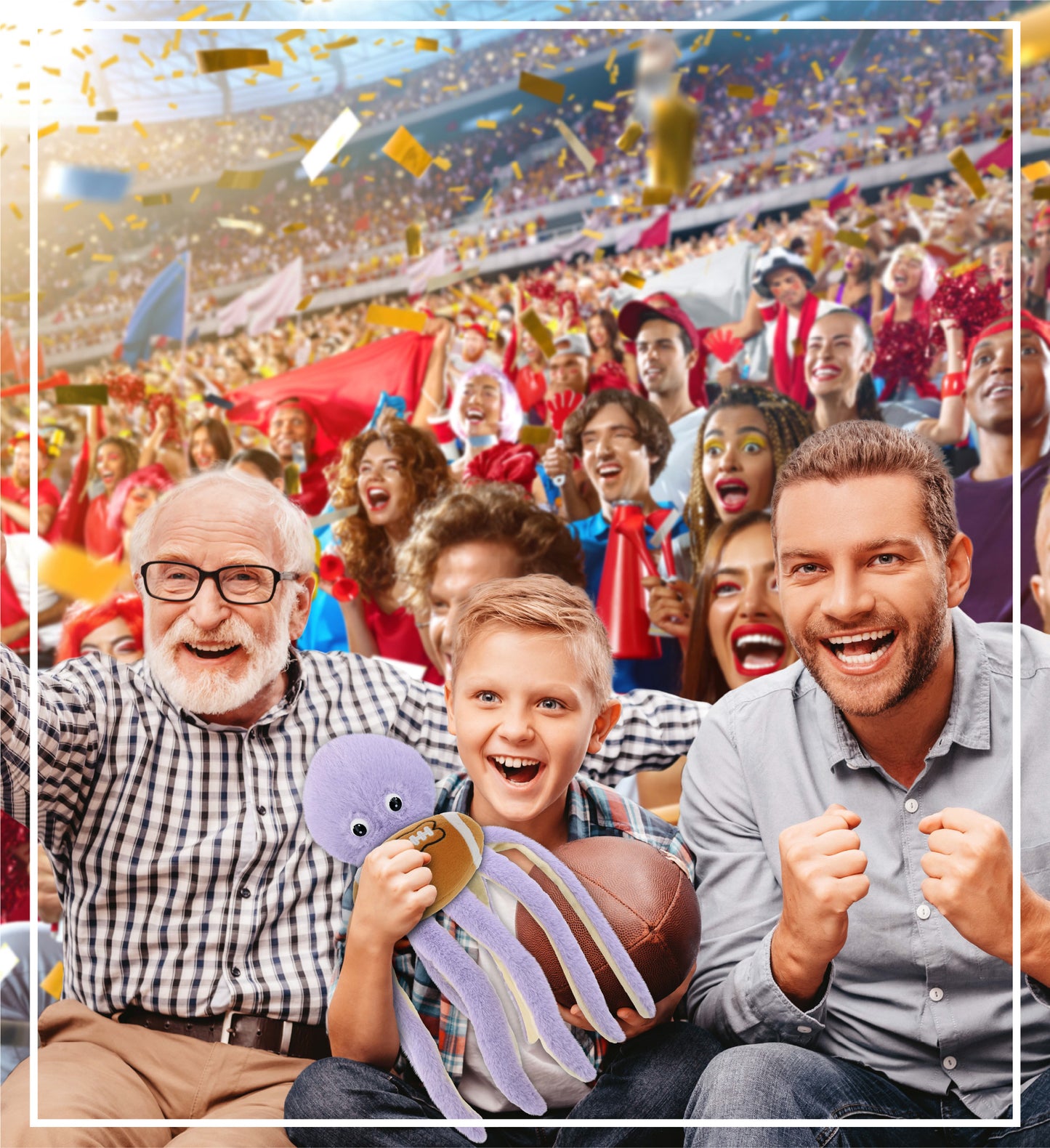 SUPER-SOFT PLUSH - PURPLE OCTOPUS 15" WITH FOOTBALL PLUSH