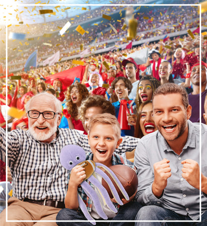 SUPER-SOFT PLUSH - PURPLE OCTOPUS 15" WITH FOOTBALL PLUSH