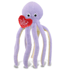 PLUSH I LOVE YOU RED HEART - SUPER-SOFT PLUSH - PURPLE OCTOPUS 15"