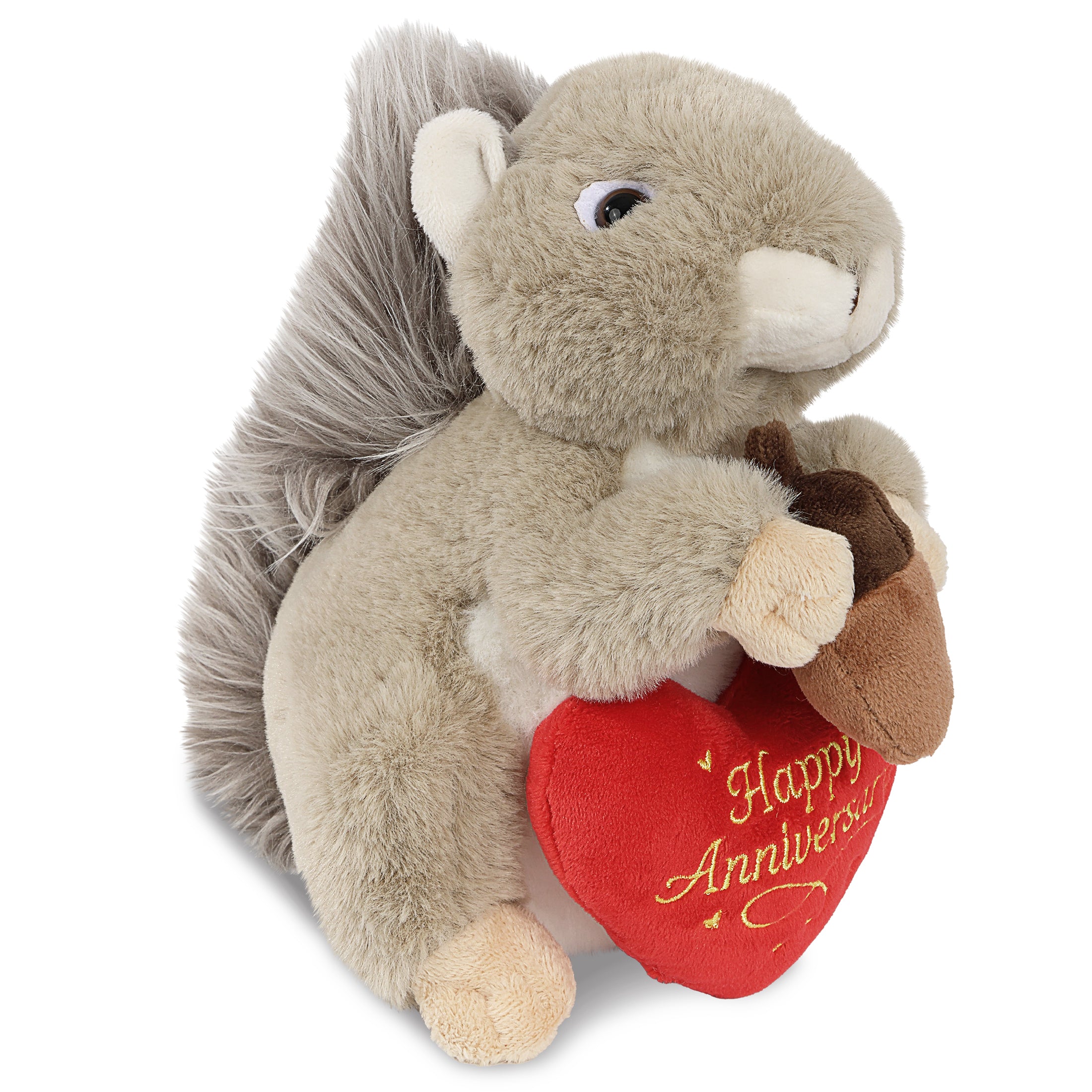 SUPER-SOFT PLUSH - GREY SQUIRREL 8" WITH HAPPY ANNIVERSARY HEART