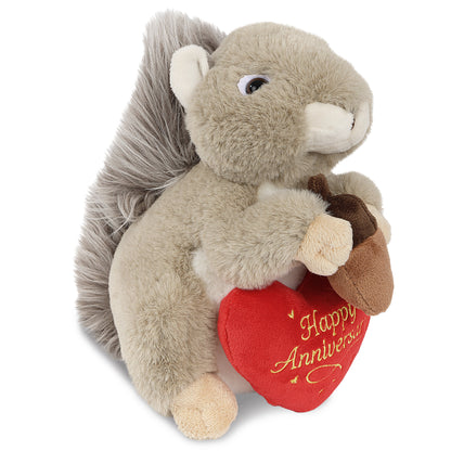 SUPER-SOFT PLUSH - GREY SQUIRREL 8" WITH HAPPY ANNIVERSARY HEART