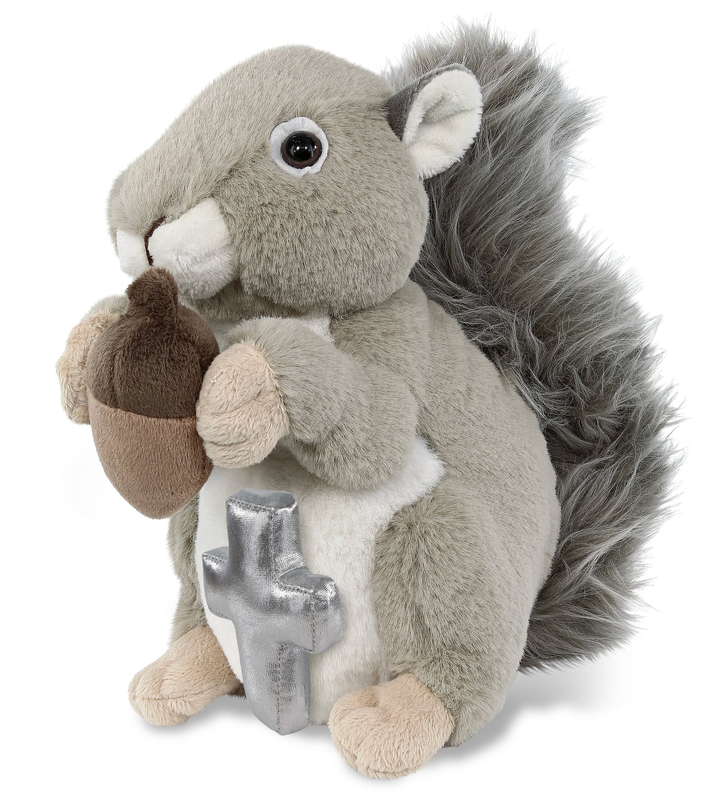 PLUSH CROSS - SUPER-SOFT PLUSH - GREY SQUIRREL 8"