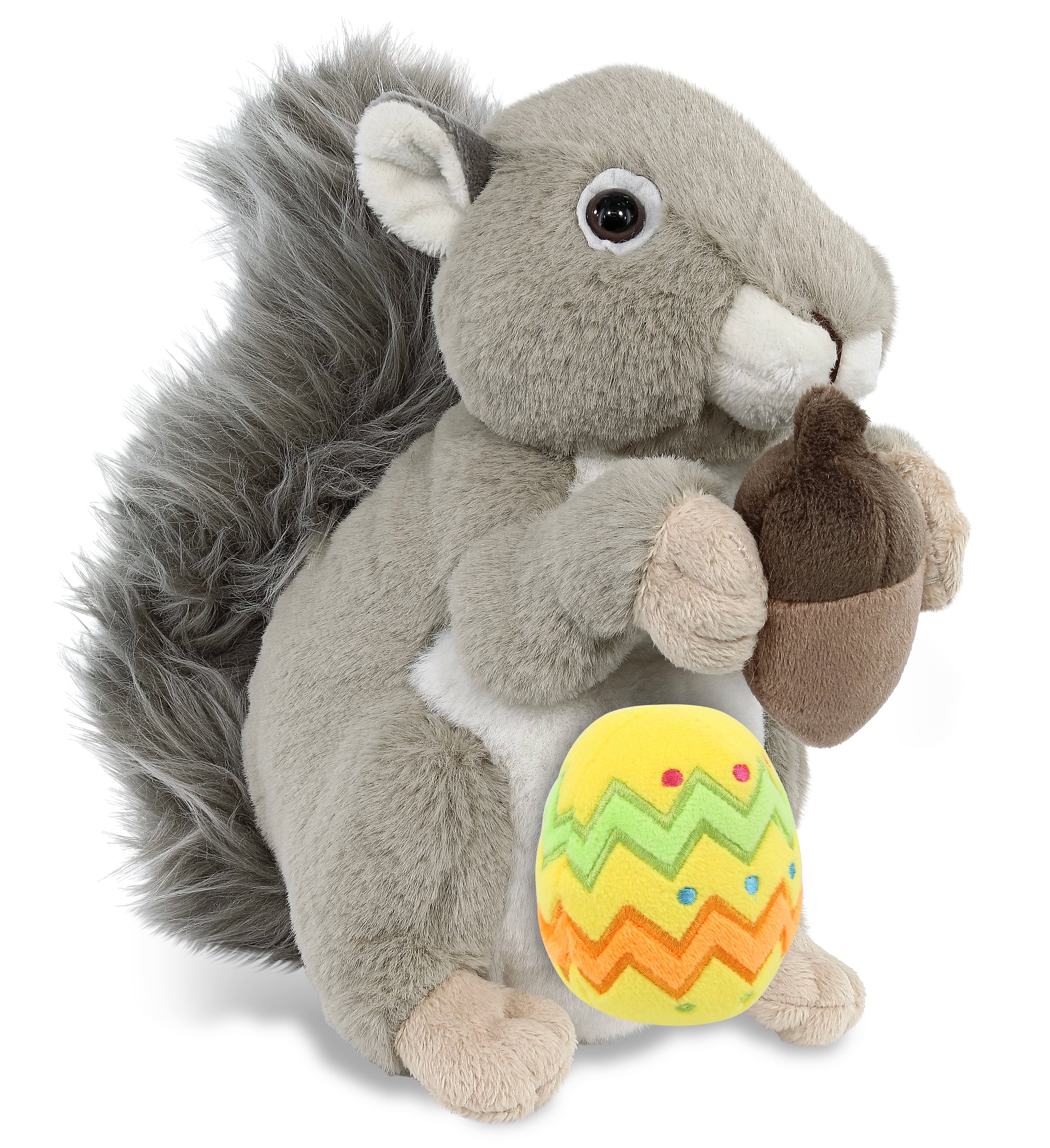 DolliBu Super Soft Cute Grey Squirrel with Yellow Easter Egg Plush - 8 Inches