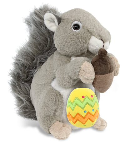 DolliBu Super Soft Cute Grey Squirrel with Yellow Easter Egg Plush - 8 Inches