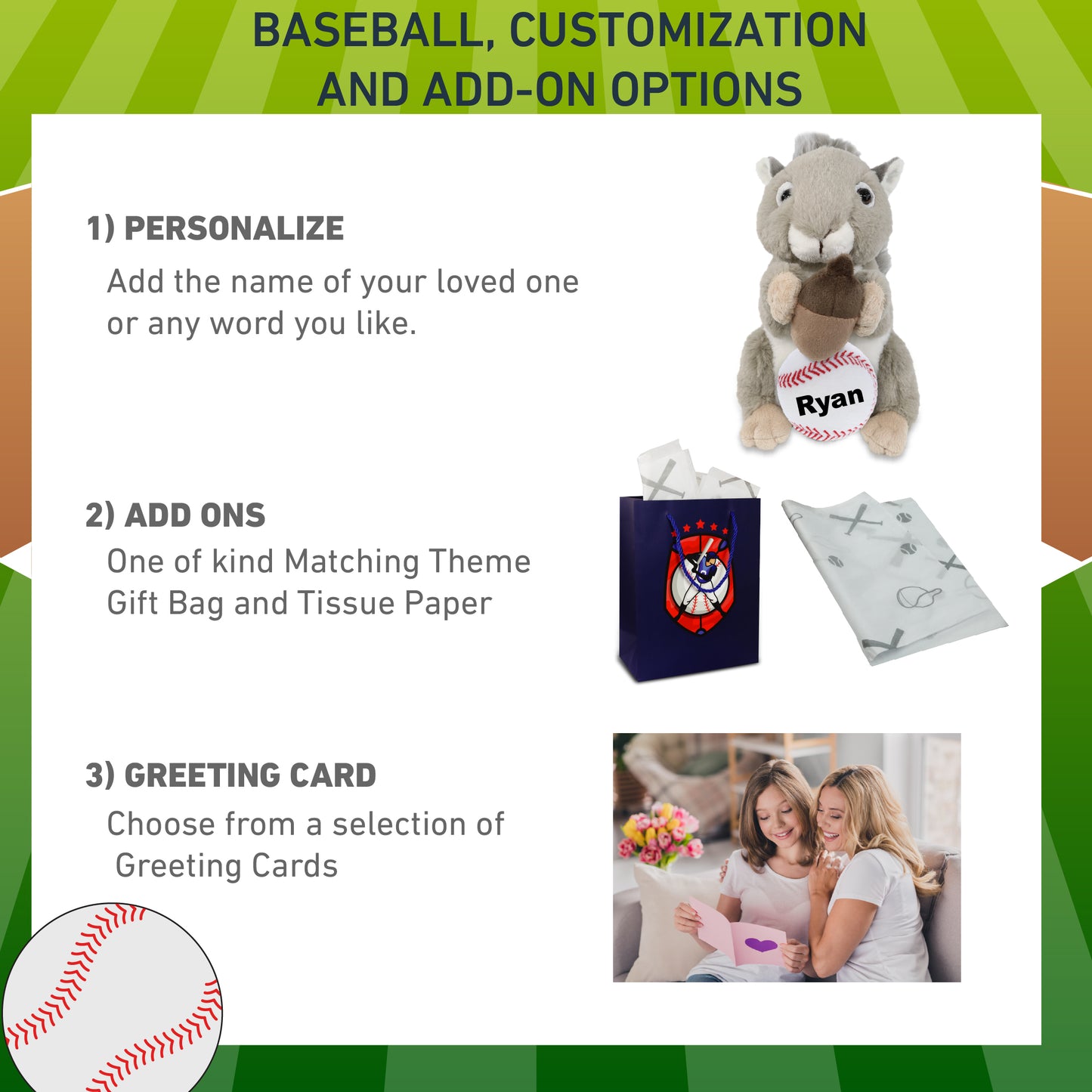 SUPER-SOFT PLUSH - GREY SQUIRREL 8" WITH BASEBALL PLUSH