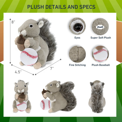 SUPER-SOFT PLUSH - GREY SQUIRREL 8" WITH BASEBALL PLUSH