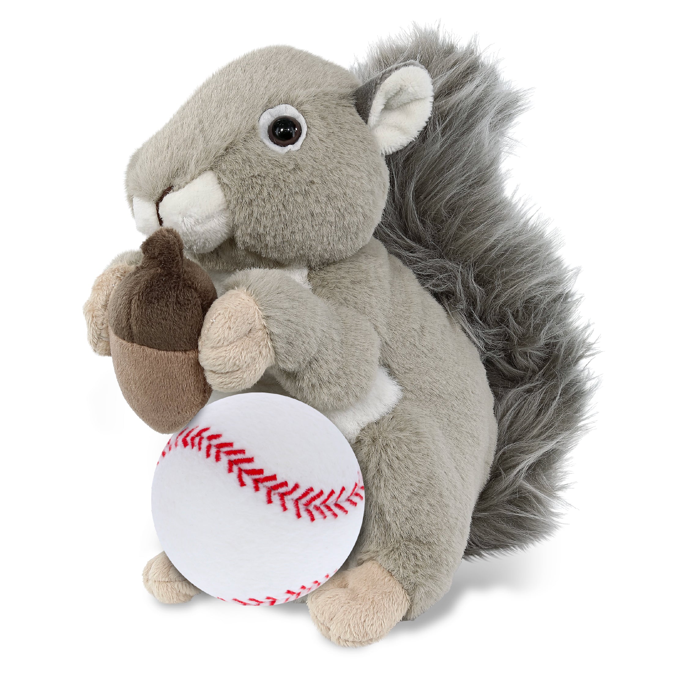 SUPER-SOFT PLUSH - GREY SQUIRREL 8" WITH BASEBALL PLUSH