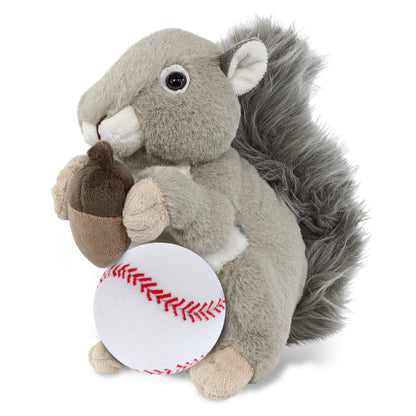 SUPER-SOFT PLUSH - GREY SQUIRREL 8" WITH BASEBALL PLUSH