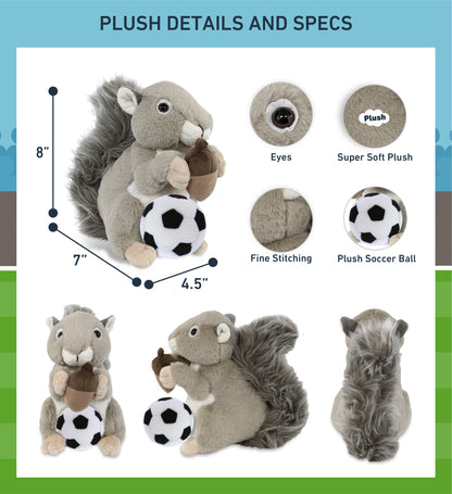 SUPER-SOFT PLUSH - GREY SQUIRREL 8" WITH SOCCER PLUSH