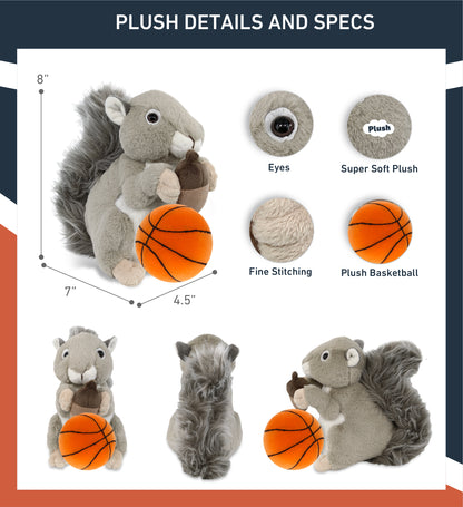 SUPER-SOFT PLUSH - GREY SQUIRREL 8" WITH BASKETBALL PLUSH