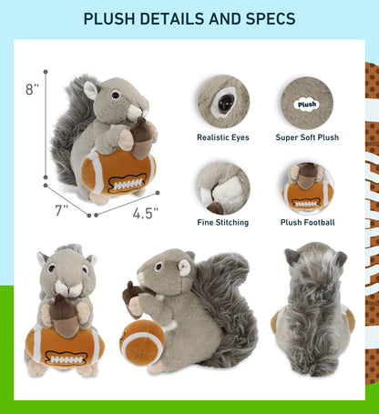 SUPER-SOFT PLUSH - GREY SQUIRREL 8" WITH FOOTBALL PLUSH