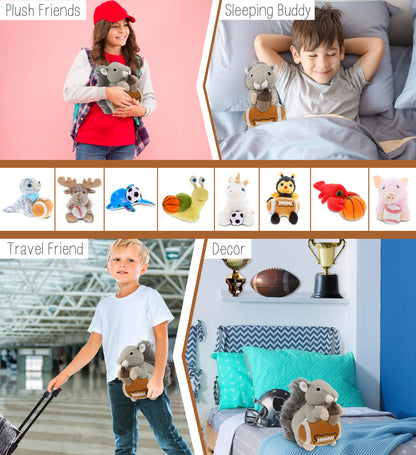 SUPER-SOFT PLUSH - GREY SQUIRREL 8" WITH FOOTBALL PLUSH