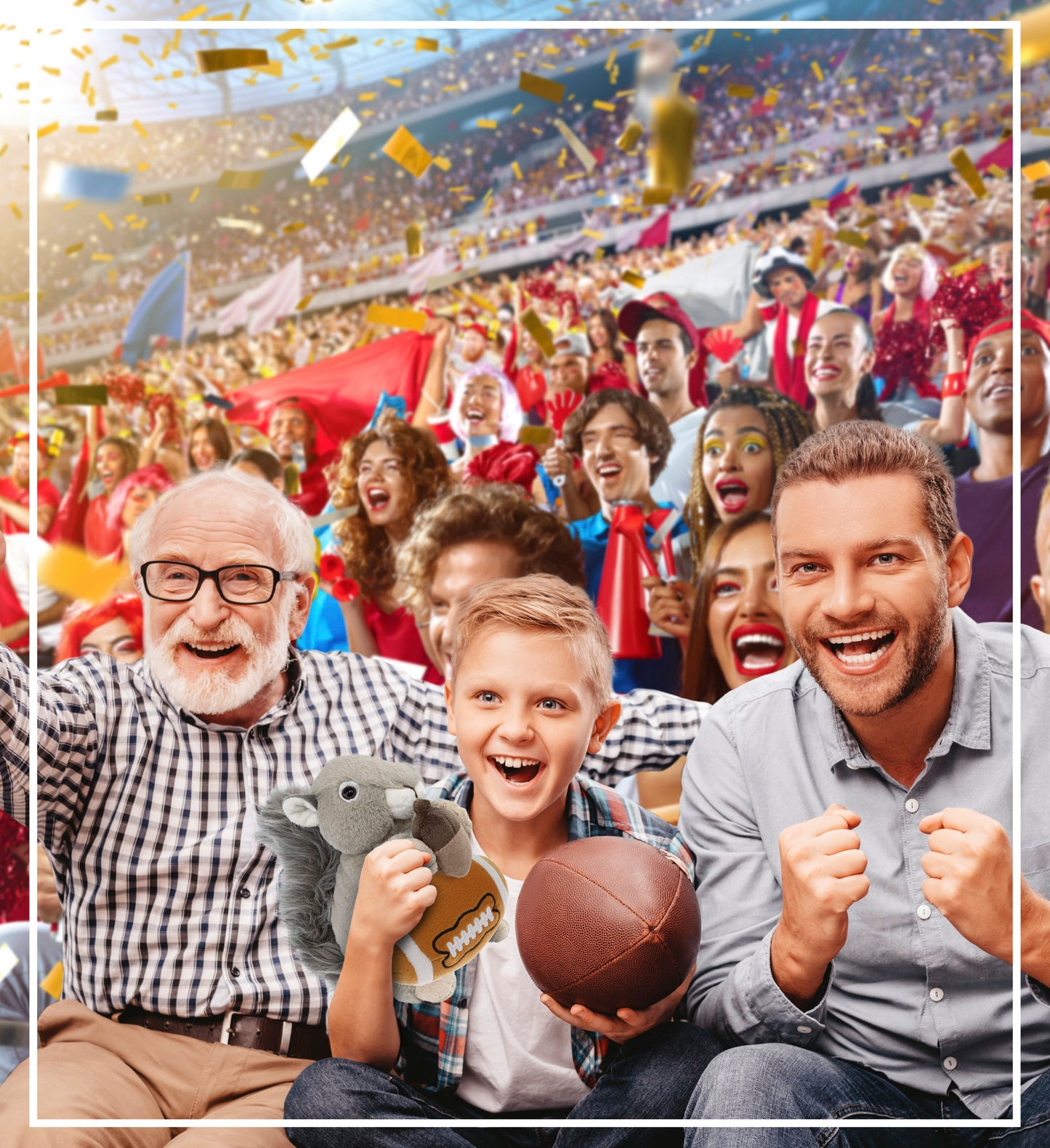 SUPER-SOFT PLUSH - GREY SQUIRREL 8" WITH FOOTBALL PLUSH