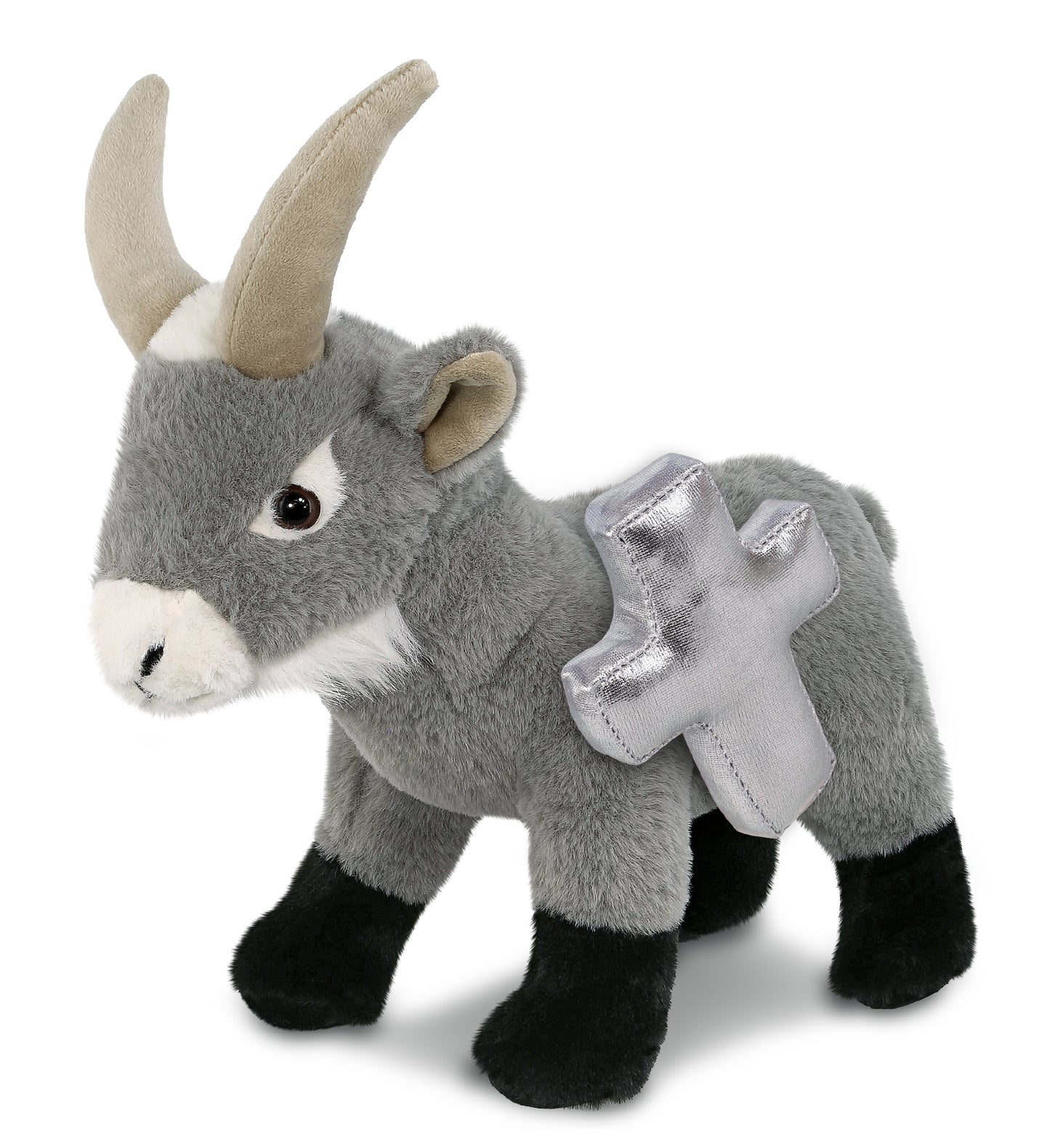 PLUSH CROSS - SUPER-SOFT PLUSH - GREY GOAT 12"