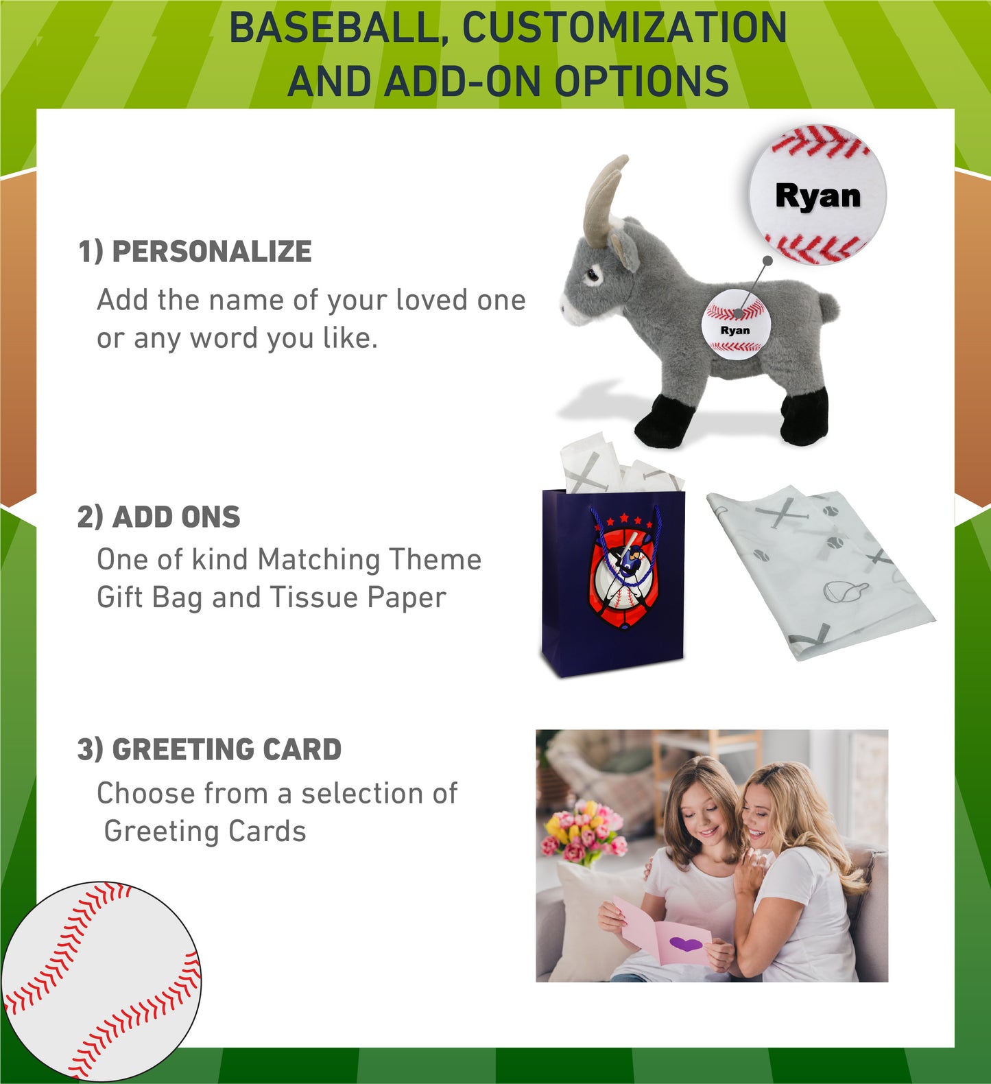 SUPER-SOFT PLUSH - GREY GOAT 12" WITH BASEBALL PLUSH