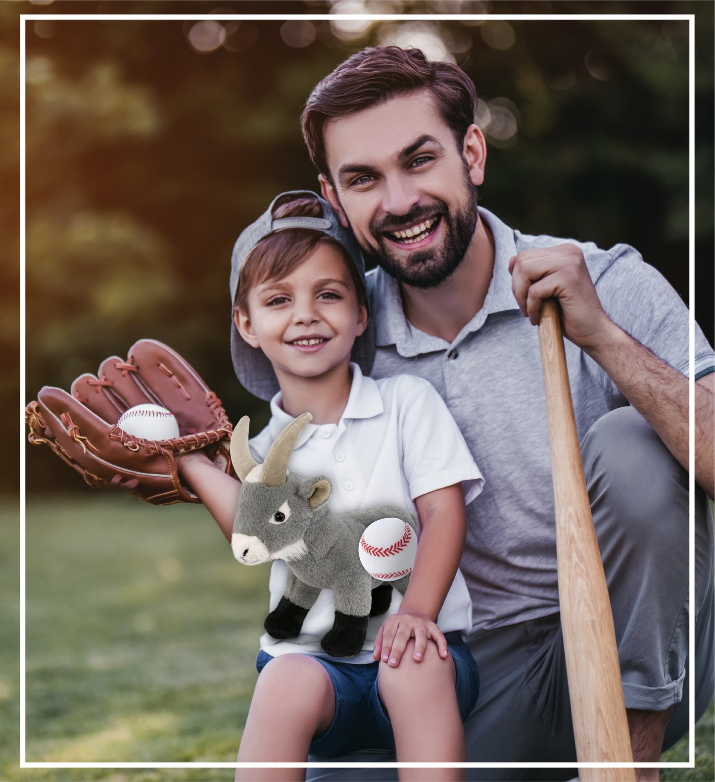 SUPER-SOFT PLUSH - GREY GOAT 12" WITH BASEBALL PLUSH