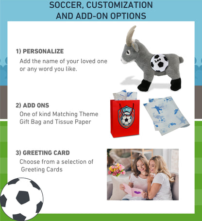 SUPER-SOFT PLUSH - GREY GOAT 12" WITH SOCCER PLUSH